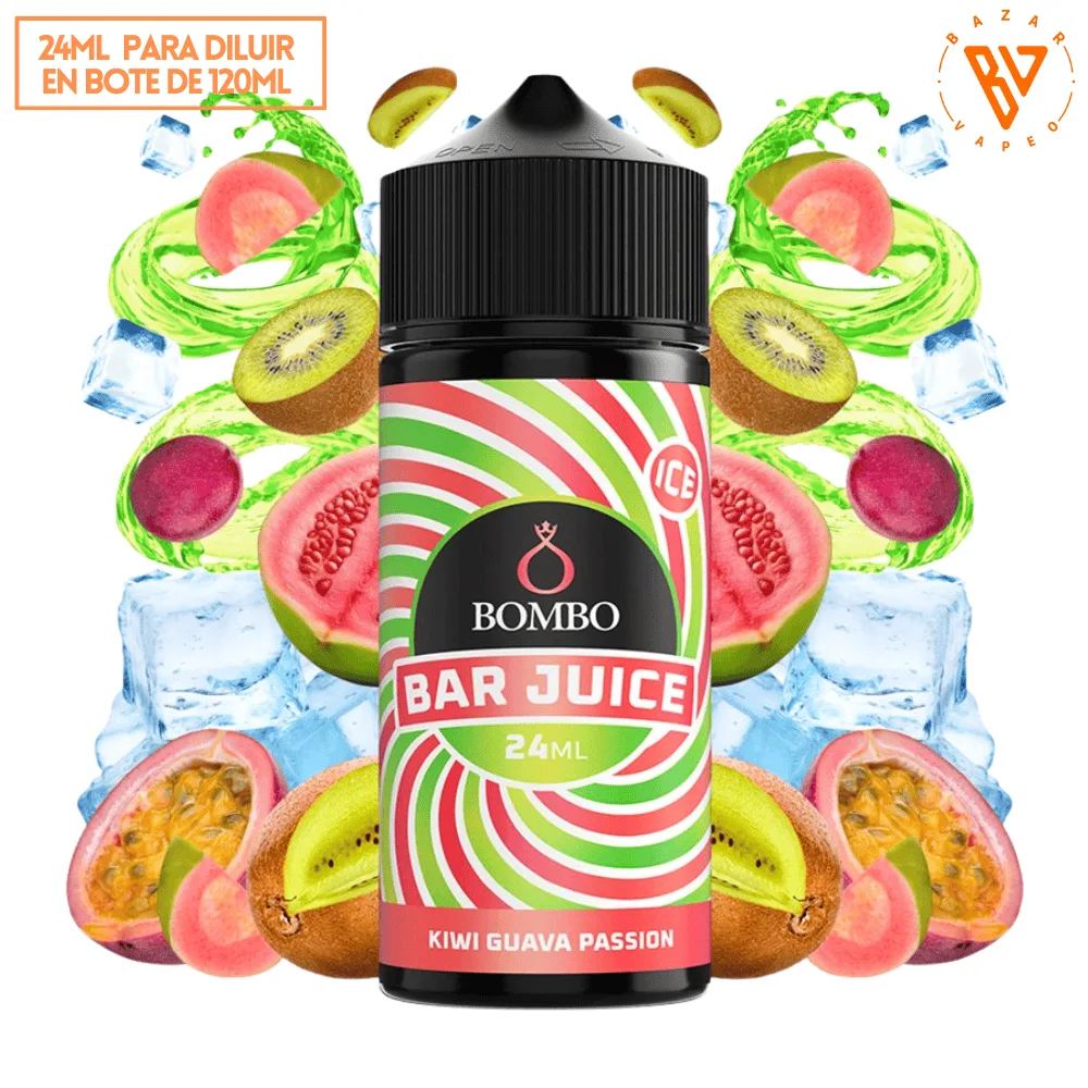 [A-37-9649] Aroma Bombo Bar Juice Kiwi Guava Passion Ice Longfill 24/120ml