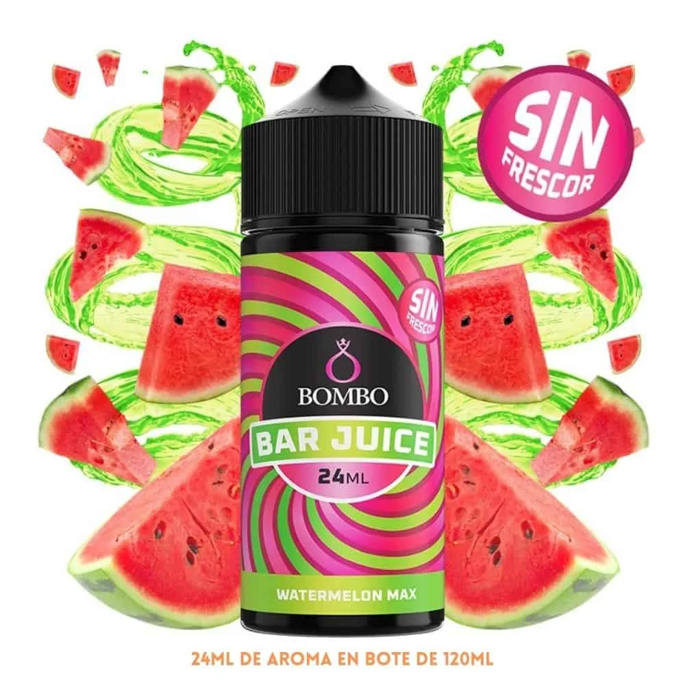 [A-37-10446] Aroma Bombo Bar Juice Watermelon Max Sin Frescor Longfill 24/120ml