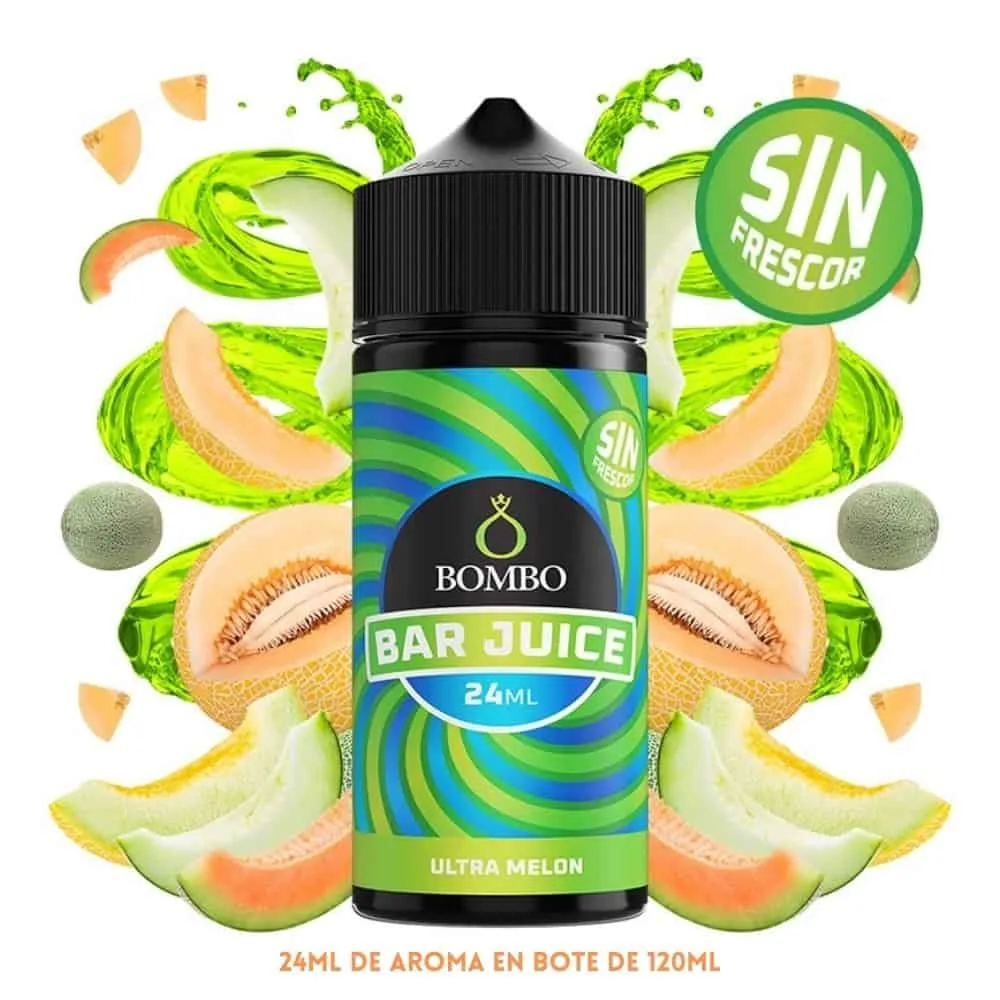 [A-37-10447] Aroma Bombo Bar Juice Ultra Melon Sin Frescor Longfill 24/120ml