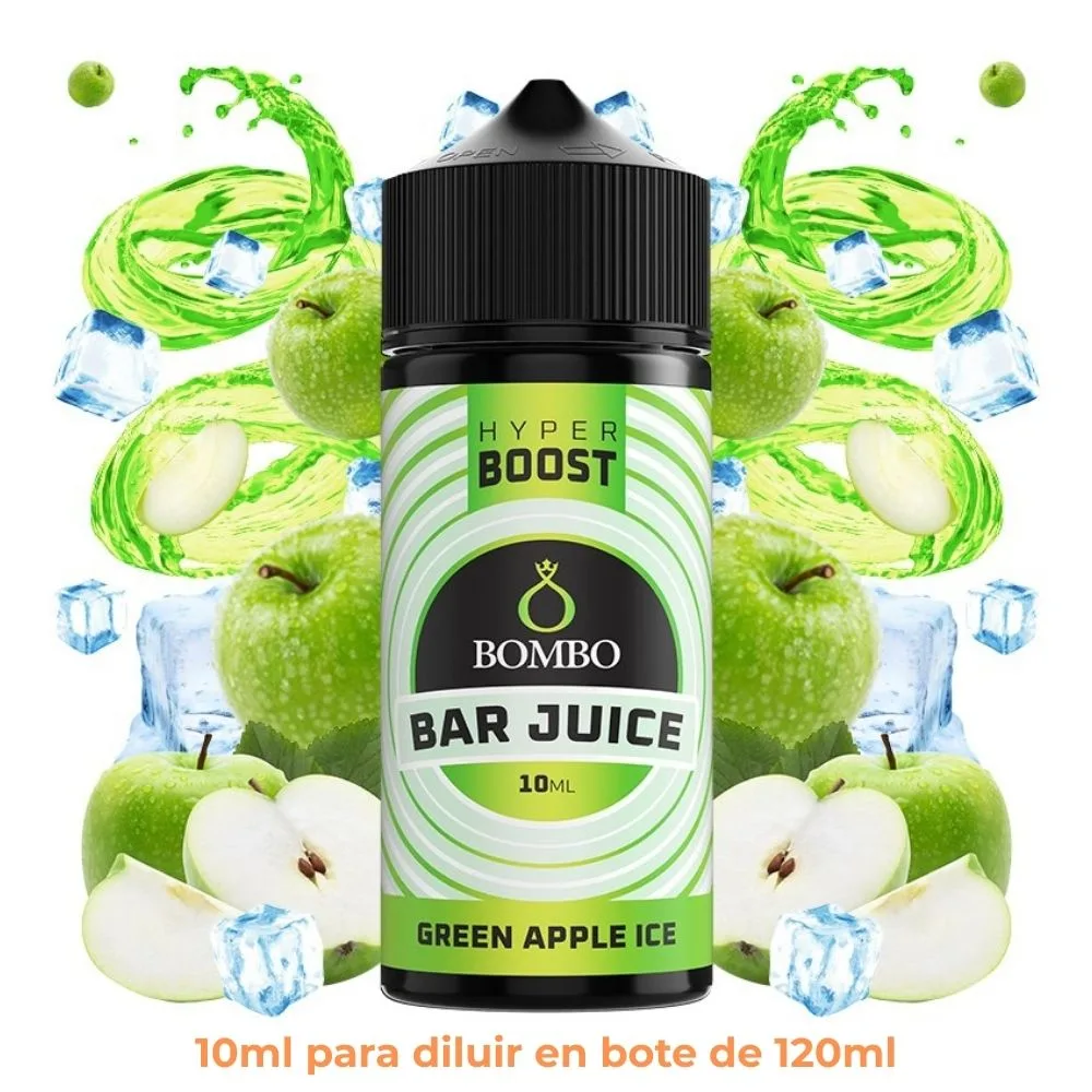 [A10-37-314603] Aroma Bombo Bar Juice Hyper Boost Green Apple Ice Longfill 10/120ml