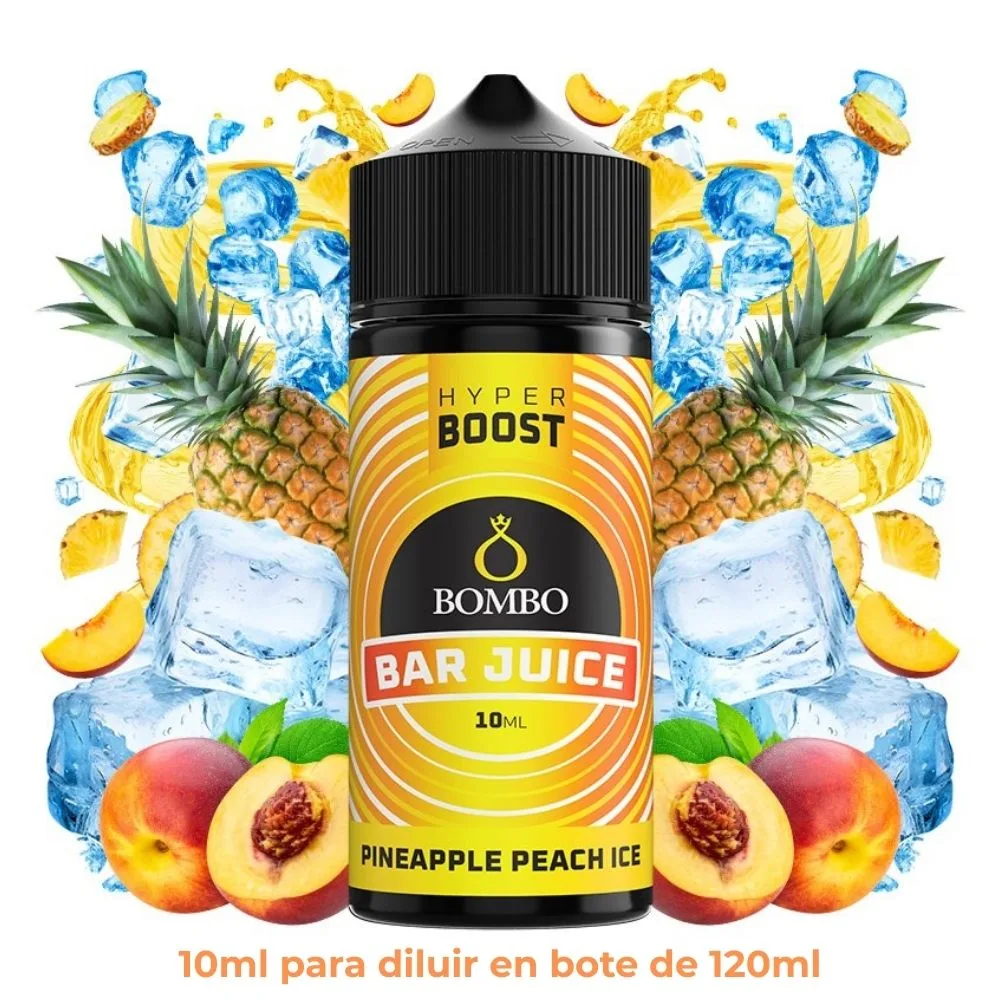 [A10-37-314617] Aroma Bombo Bar Juice Hyper Boost Pineapple Peach Ice Longfill 10/120ml