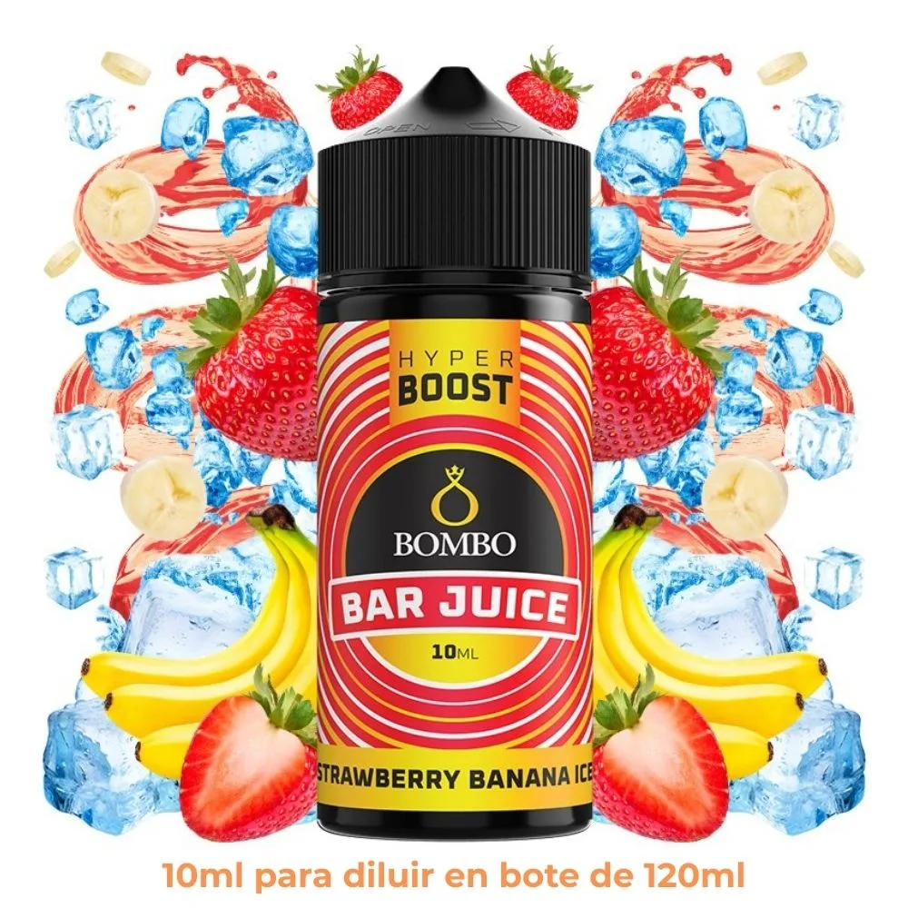 [A10-37-314619] Aroma Bombo Bar Juice Hyper Boost Strawberry Banana Ice Longfill 10/120ml