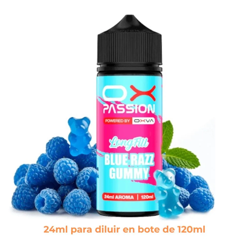 [A24-430-316625] Aroma Ox Passion Blue Razz Gummy Longfill 24/120ml