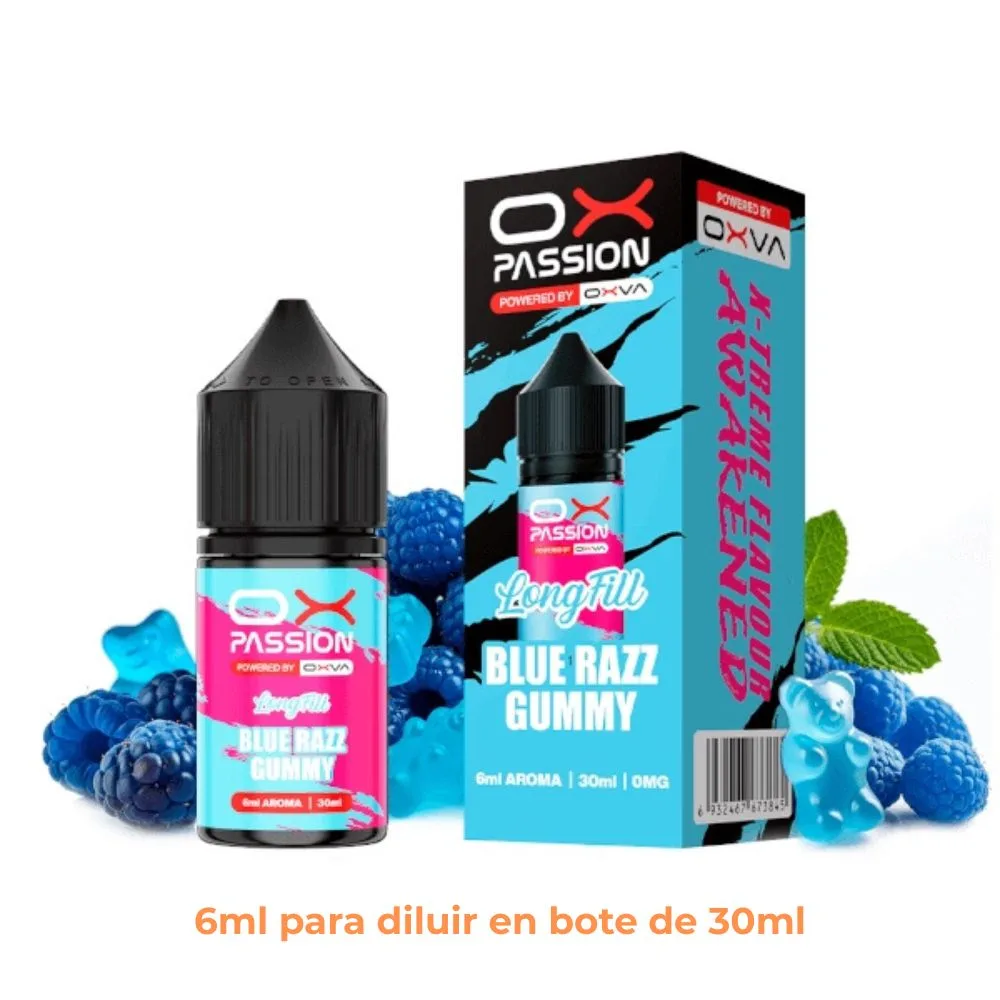 [A6-430-316658] Aroma Ox Passion Blue Razz Gummy Longfill 6/30ml