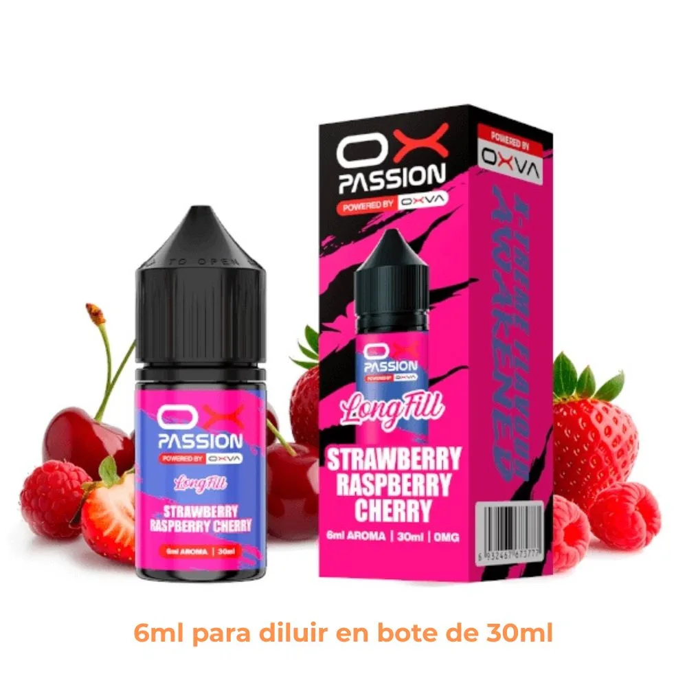 [A6-430-316680] Aroma Ox Passion Strawberry Raspberry Cherry Longfill 6/30ml