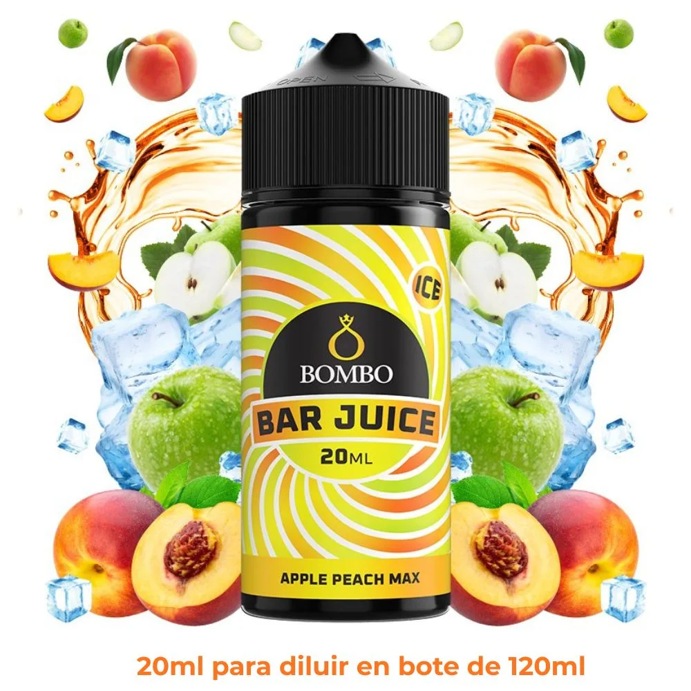 [A20-37-318984] Aroma Bombo Bar Juice Apple Peach Max Longfill 20/120ml