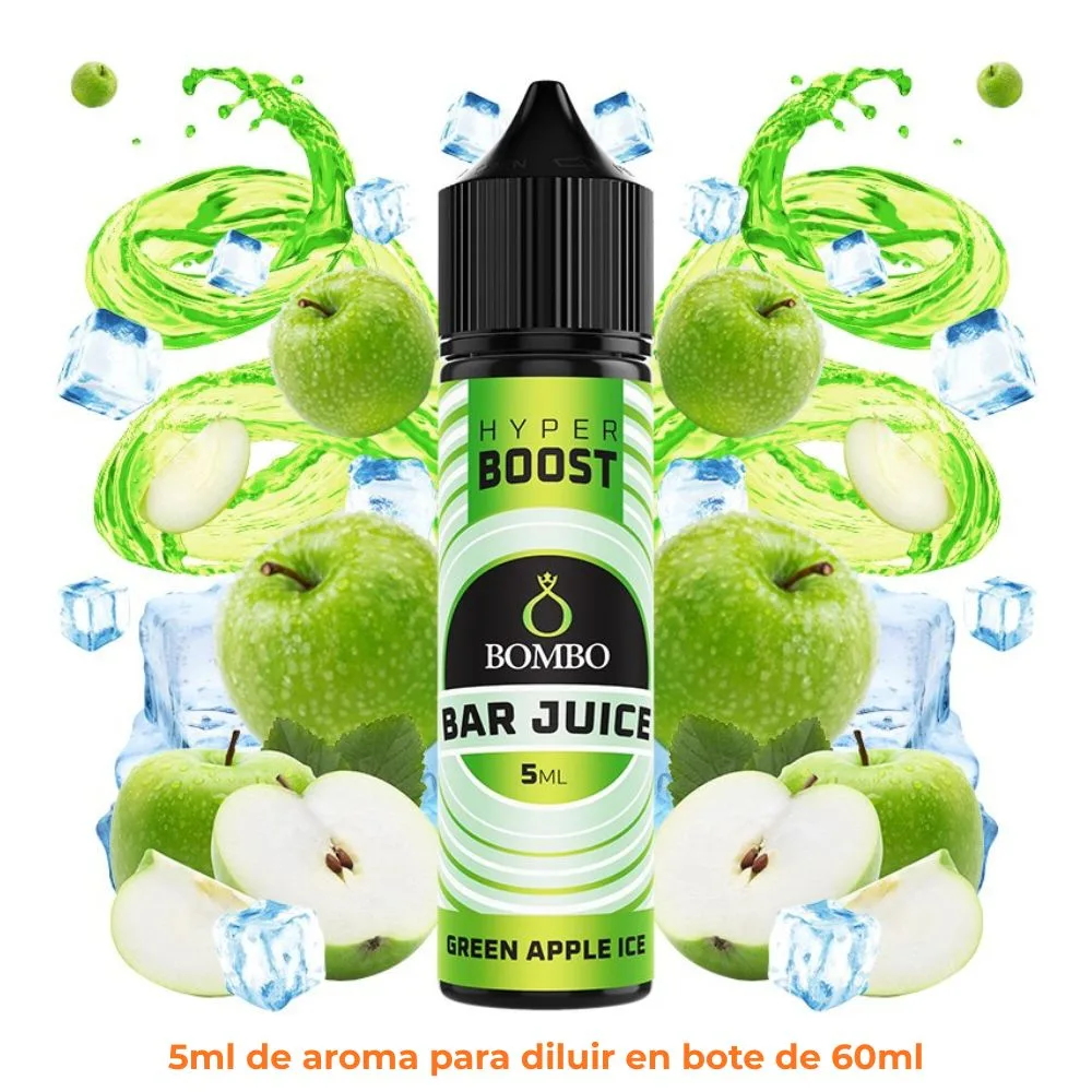 [A5-37-328697] Aroma Bombo Bar Juice Hyper Boost Green Apple Ice Longfill 5/60ml